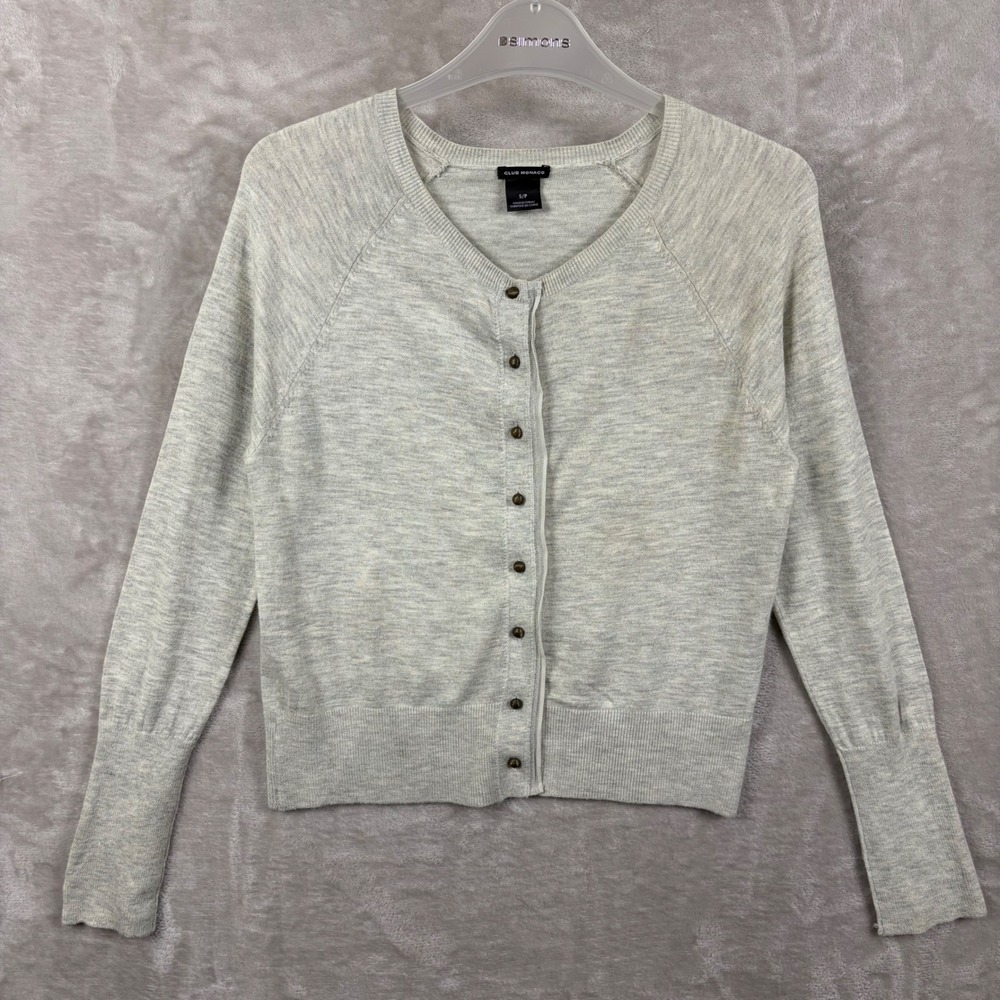 Club Monaco Women S Gray Wool Angora Rabbit Blend Button Front Cardigan Sweater